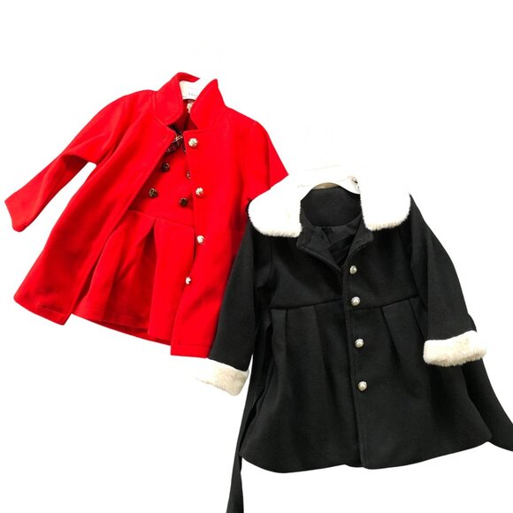 Girls 2T Elegant Dress Coats BUNDLE Black Red Winter Formal Royal Glam - Picture 1 of 8
